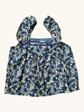 Roan + Ryan Floral Ruffle Strap Babydoll Tank Top XS Cottagecore